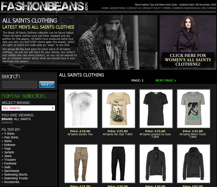 Men's Clothing Section
