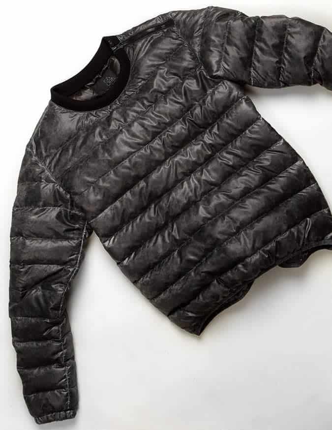 Isaora Grey Garment Dyed Down Crew Pullover