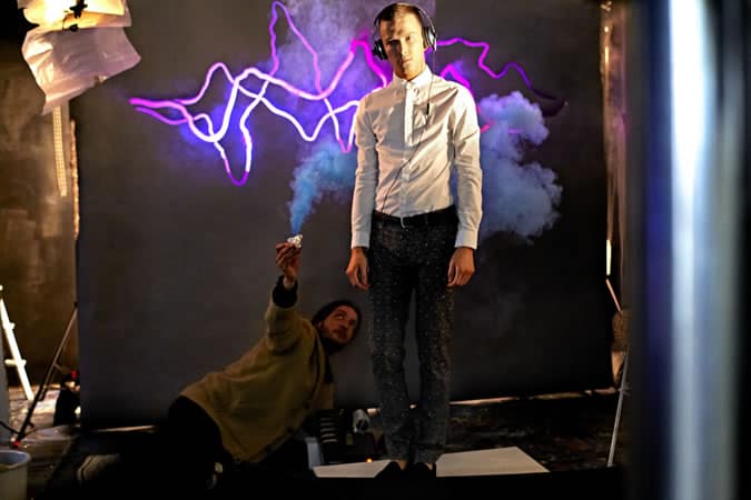 Luke Todd On Set During The FashionBeans x Sennheiser Campaign Photoshoot