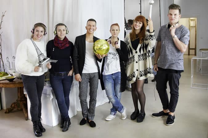 The Three Bloggers & The Competition Winners on Set