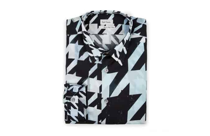 Paul Smith Shirts - Black Split Scale Houndstooth Print Shirt