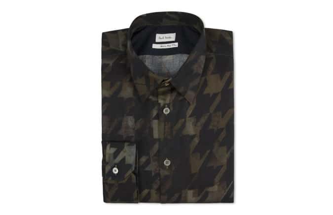 Paul Smith Shirts - Khaki Houndstooth Print Shirt
