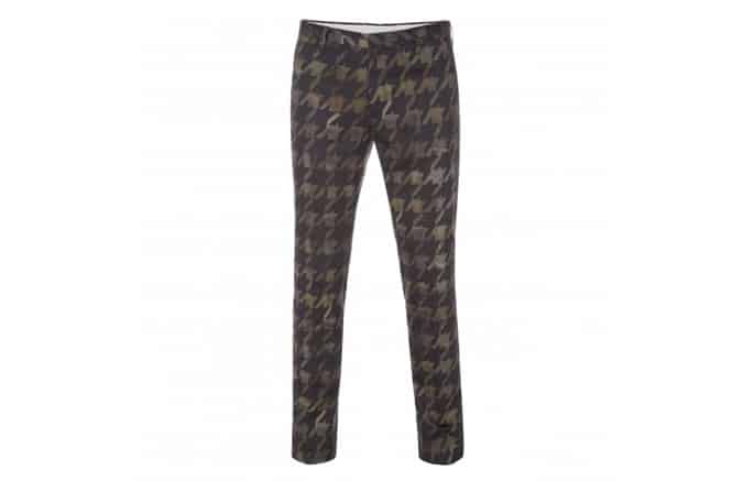 Paul Smith Trousers - Khaki Houndstooth Print Trousers