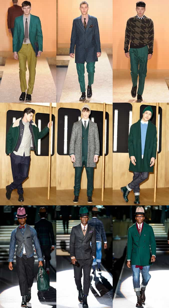 Emerald Green: On The AW13 Runways At Paul Smith, AMI and Dsquared2