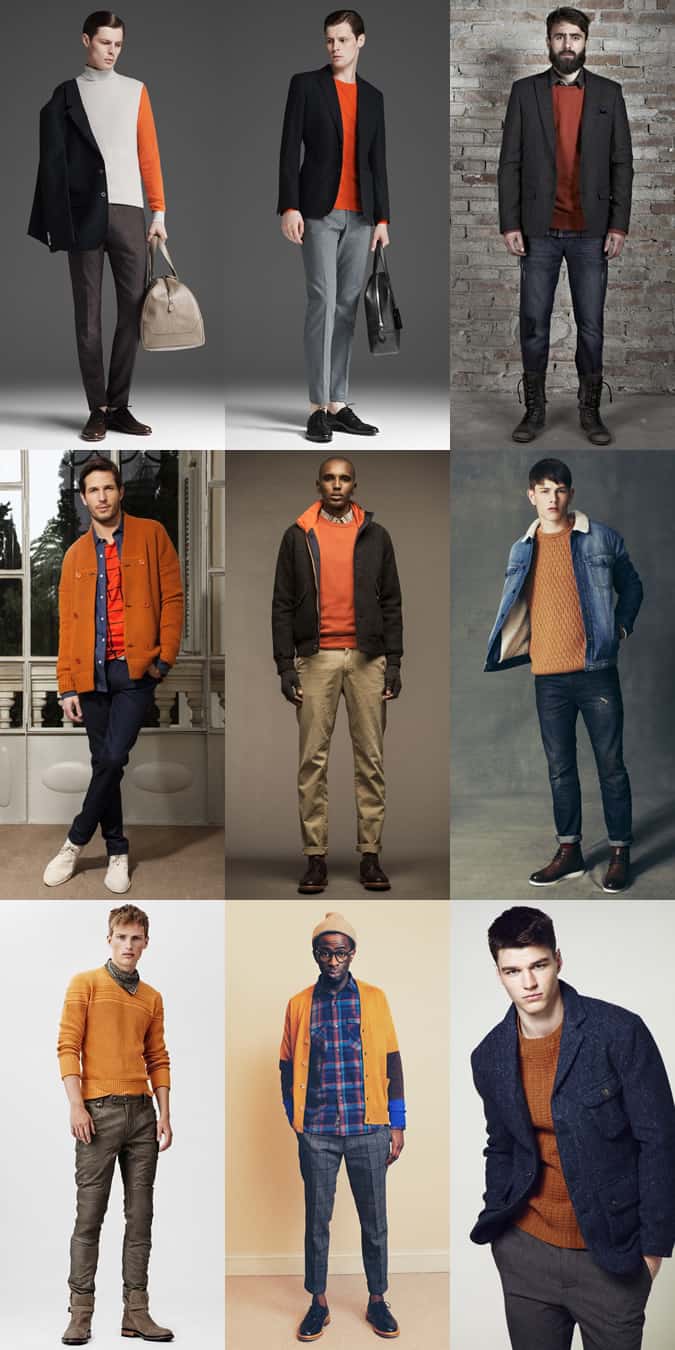 Men's Orange Knitwear Lookbook