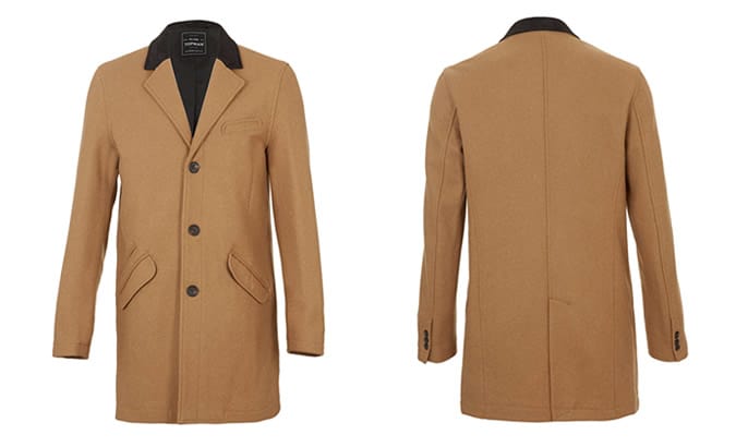Stone Crombie Coat from Topman