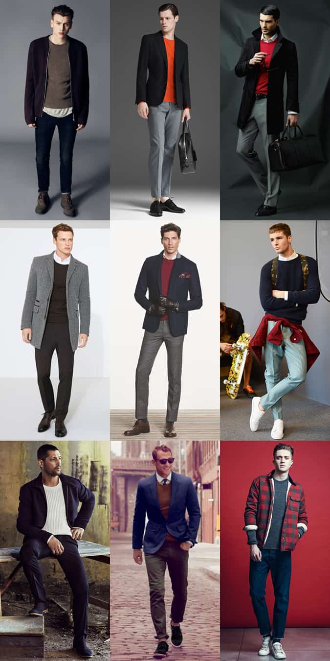 Men's Crew Neck Jumper Lookbook Outfit Inspiration