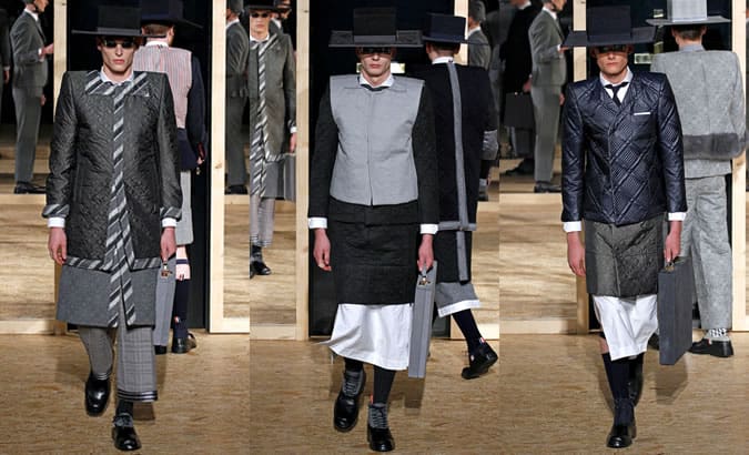 Thom Browne Quilted Jackets On AW13 Collection Runway