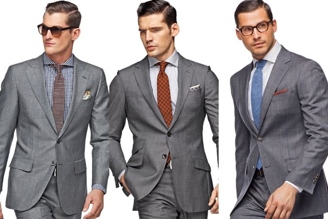 Men's Grey Suit - Three Different Shirt & Tie Combinations
