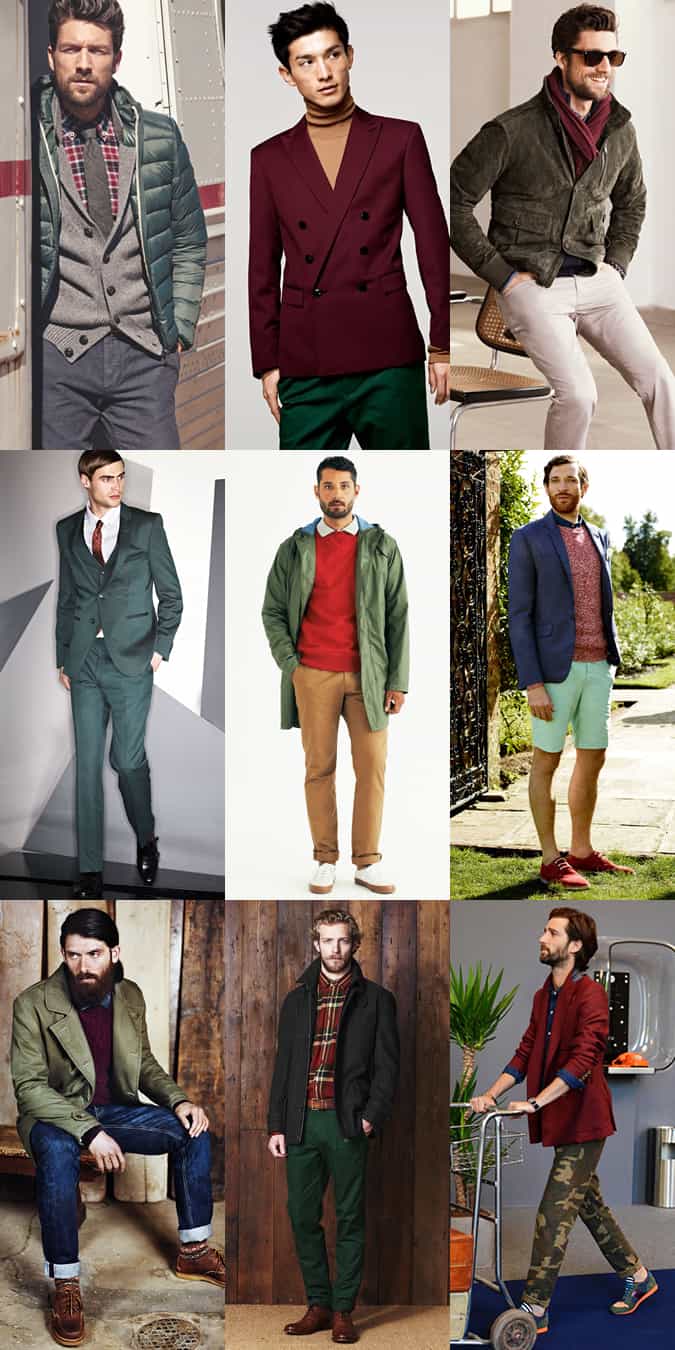 Men's Red and Green Outfit Ideas Lookbook