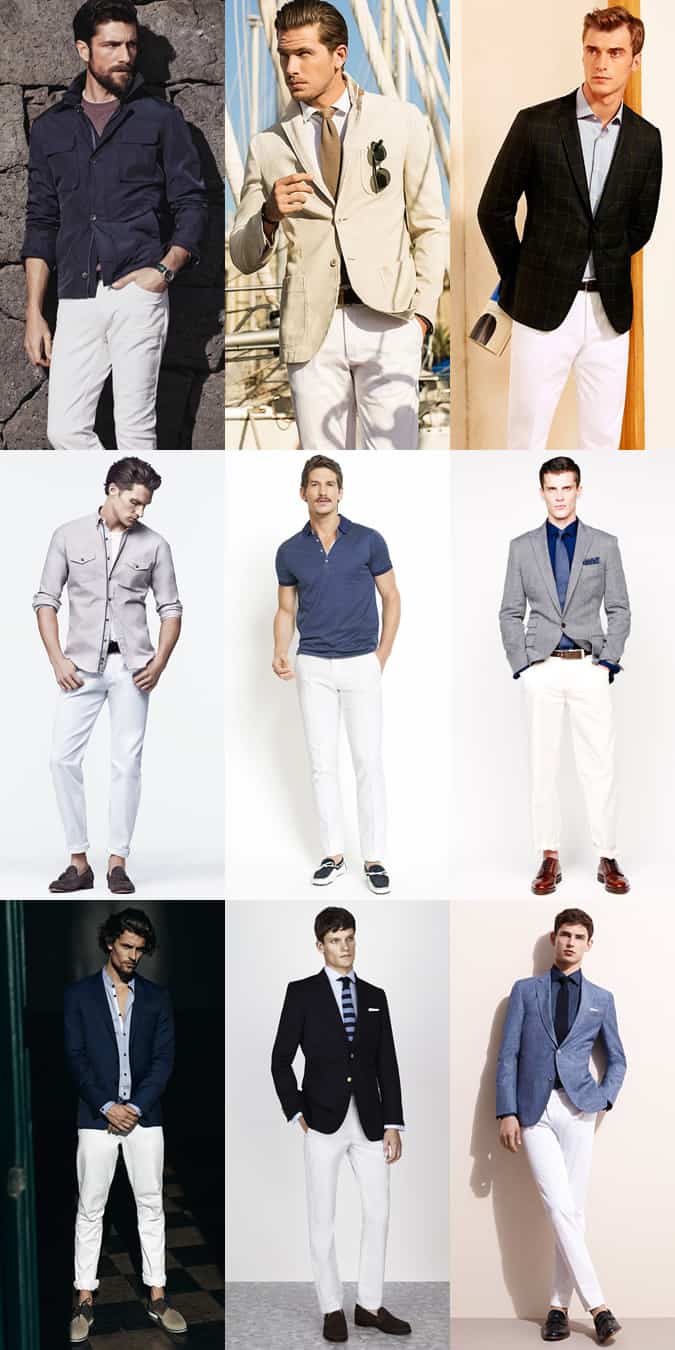Men's Spring White Trousers Outfit Inspiration Lookbook