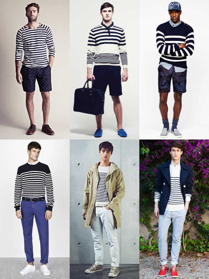 Men's Long Sleeve Breton Tops Outfit Inspiration Lookbook