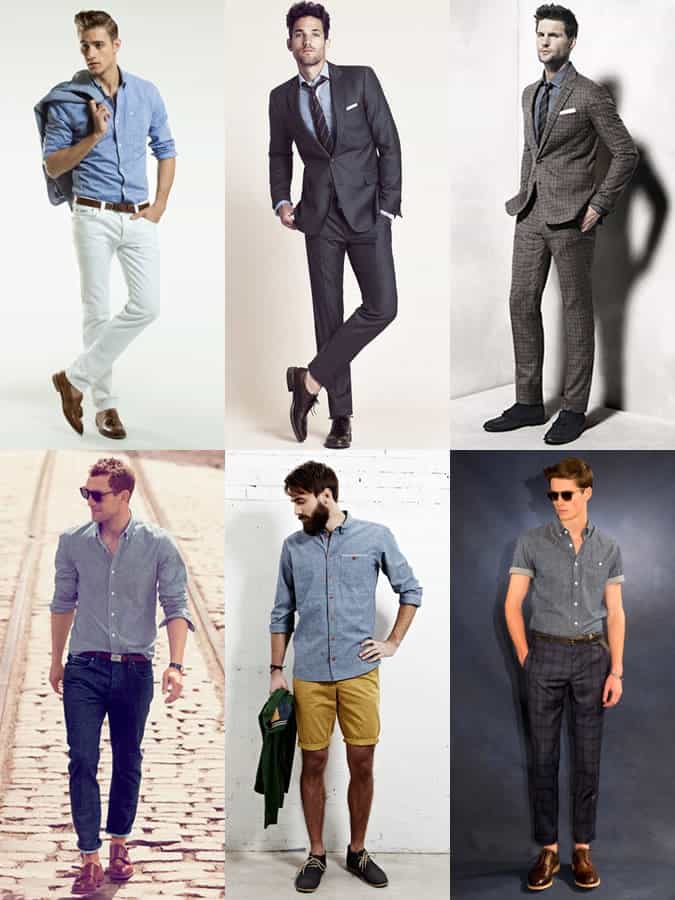 Men's Chambray Shirt Outfit Inspiration Lookbook