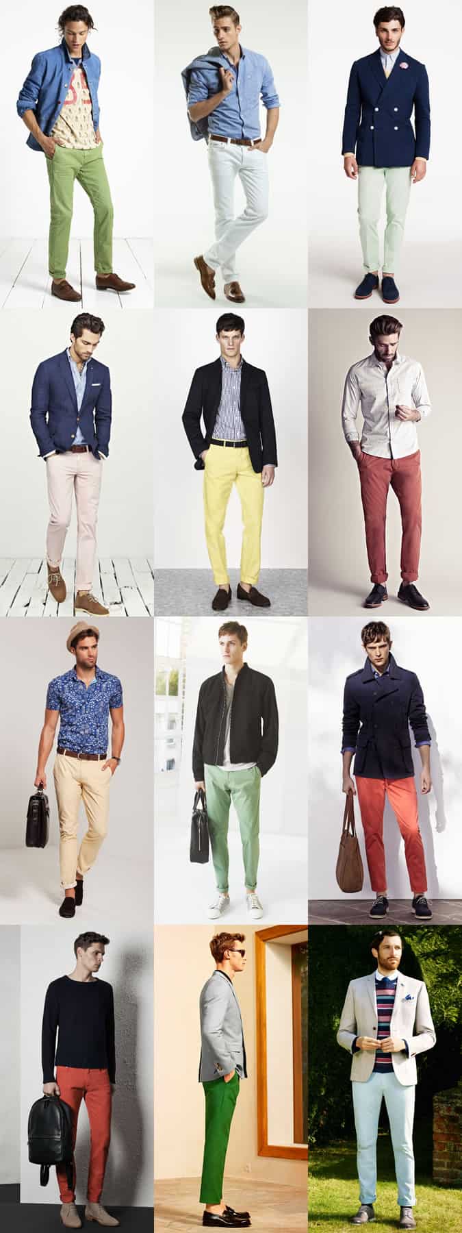 Men's Summer Coloured Chinos and Trousers Outfit Inspiration Lookbook