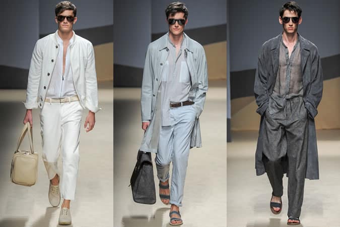 Trussardi Band Collar Shirts On SS14 Menswear Runways