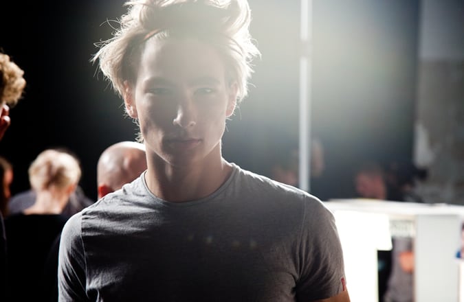 Sassoon Working On The Model's Hair For The Xander Zhou SS15 Runway Show At LC:M