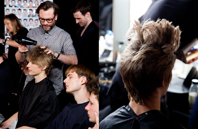 Sassoon Working On The Model's Hair For The Xander Zhou SS15 Runway Show At LC:M