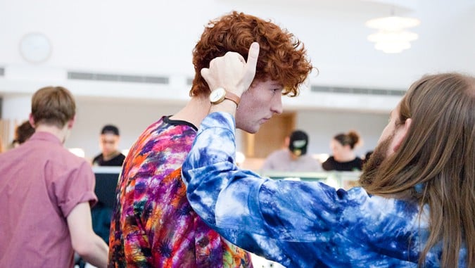 Sassoon Working On The Model's Hair For The YMC SS15 Runway Show At LC:M