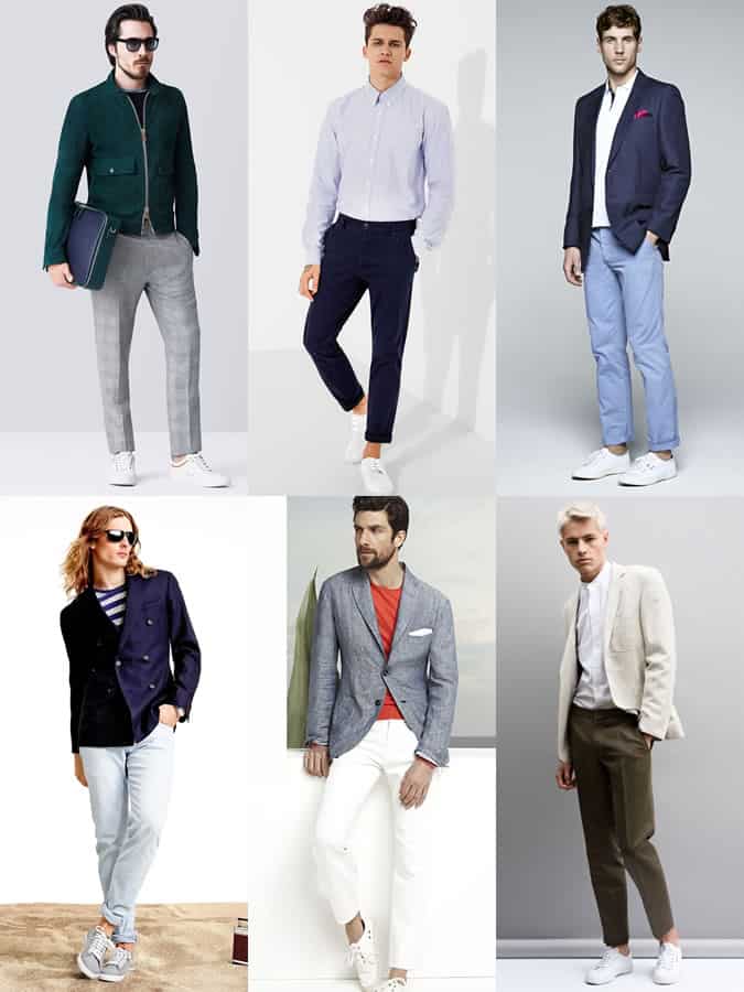 Men's Summer Business Wear Lookbook - Separates With White Trainers - Outfit Inspiration Lookbook