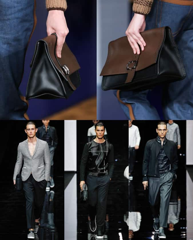 Document Holders On The Prada and Emporio Armani SS15 Menswear Runways