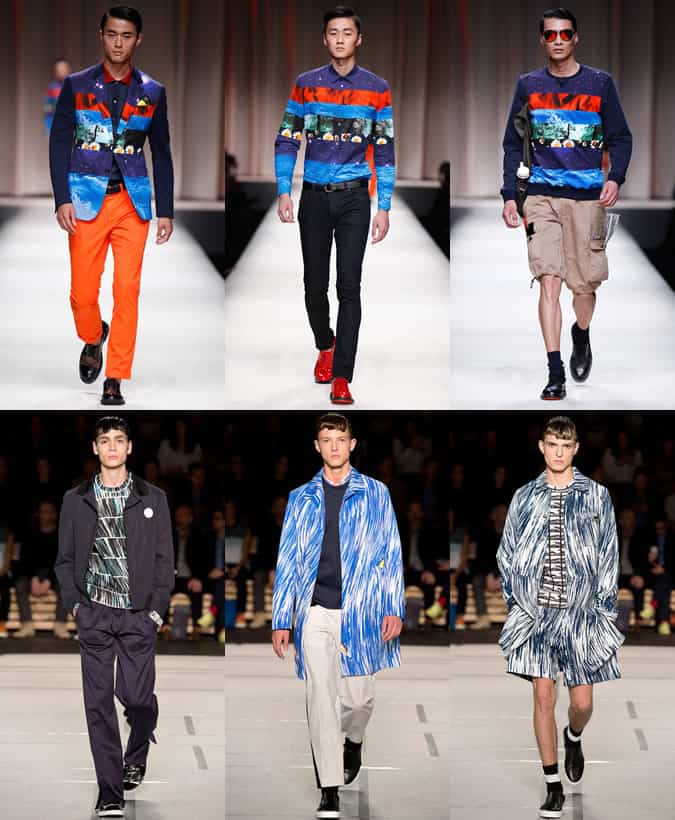 Block Stripes On SS14 Menswear Runways At Moschino and Kenzo