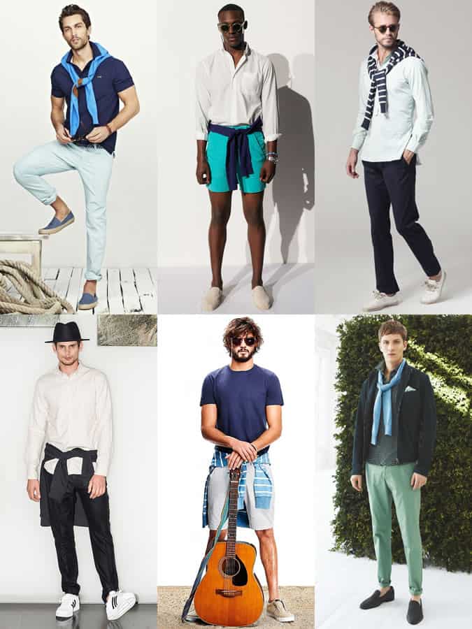 Men's Tied Jumpers Around The Waist Or Draped Over Shoulders Lookbook