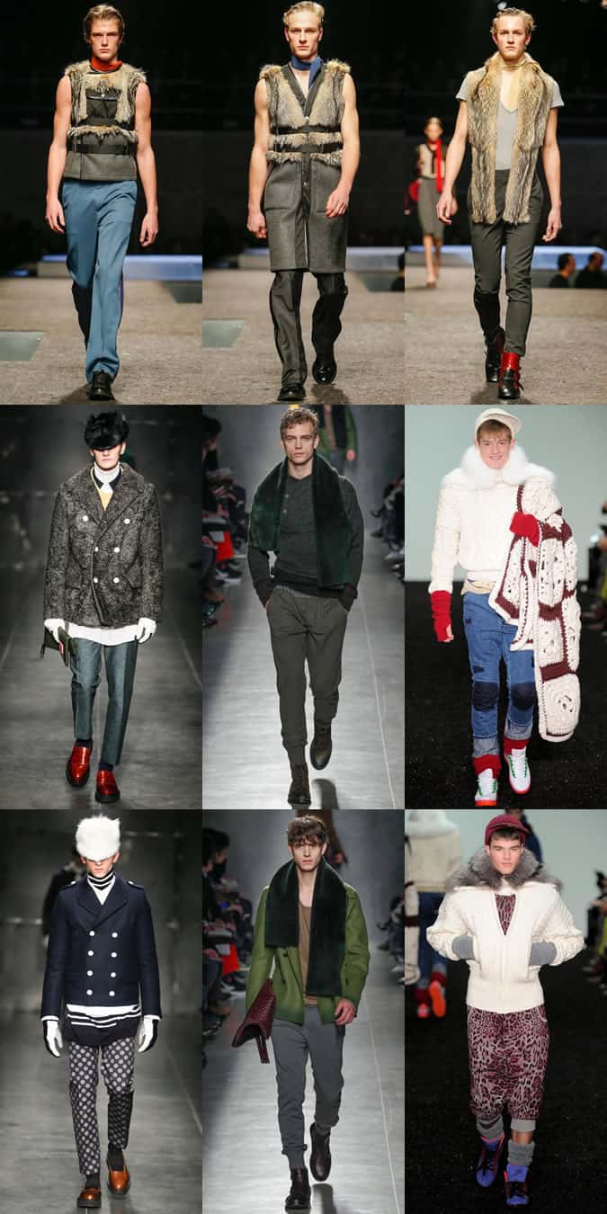 Fur Accessories On The AW14 Menswear Runways