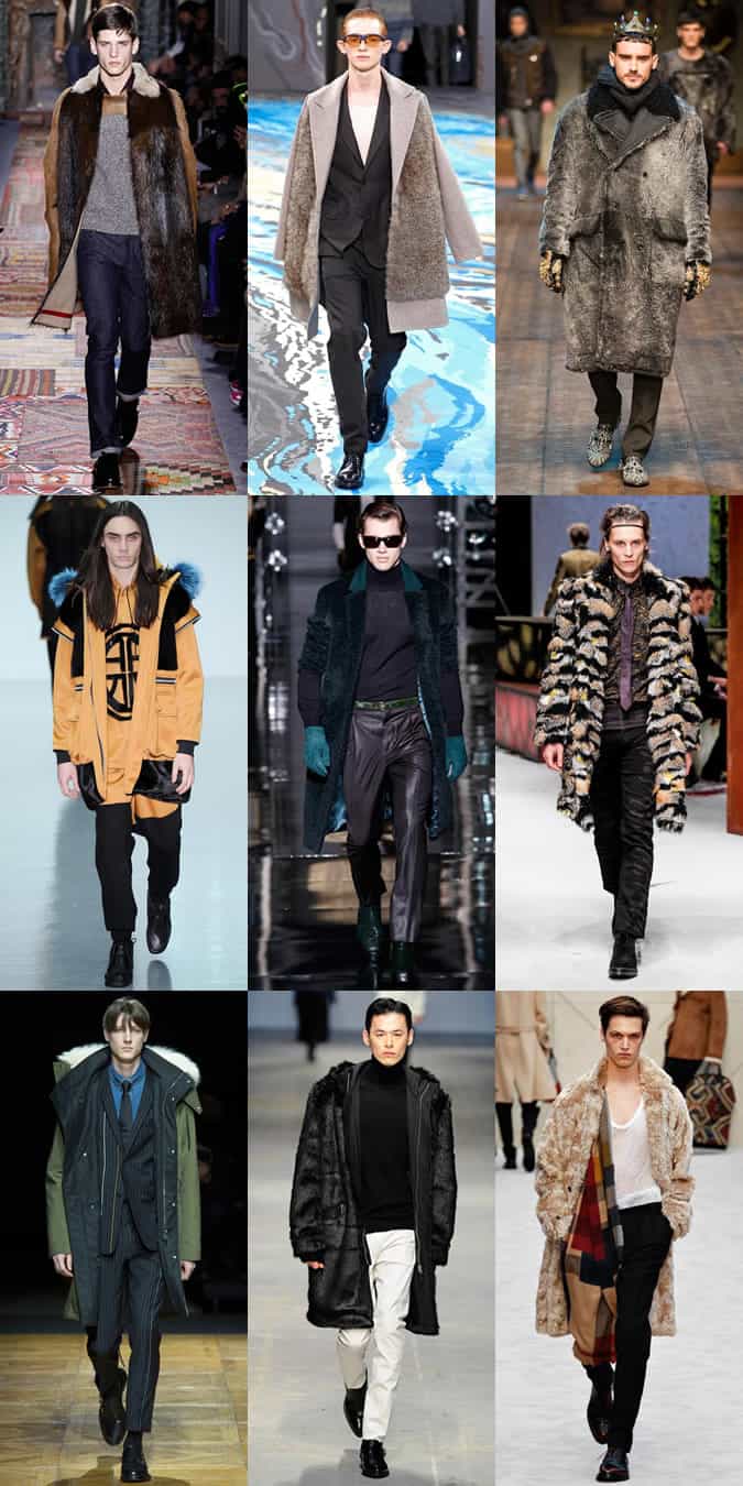 Full Length Fur Coats On The AW14 Menswear Runways