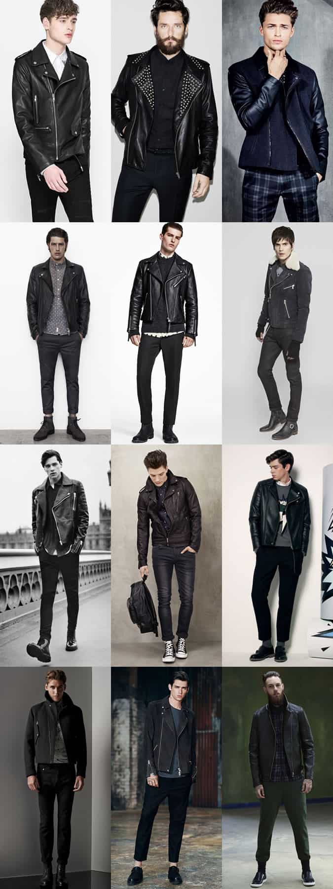 Men's Leather Biker Jackets Outfit Inspiration Lookbook