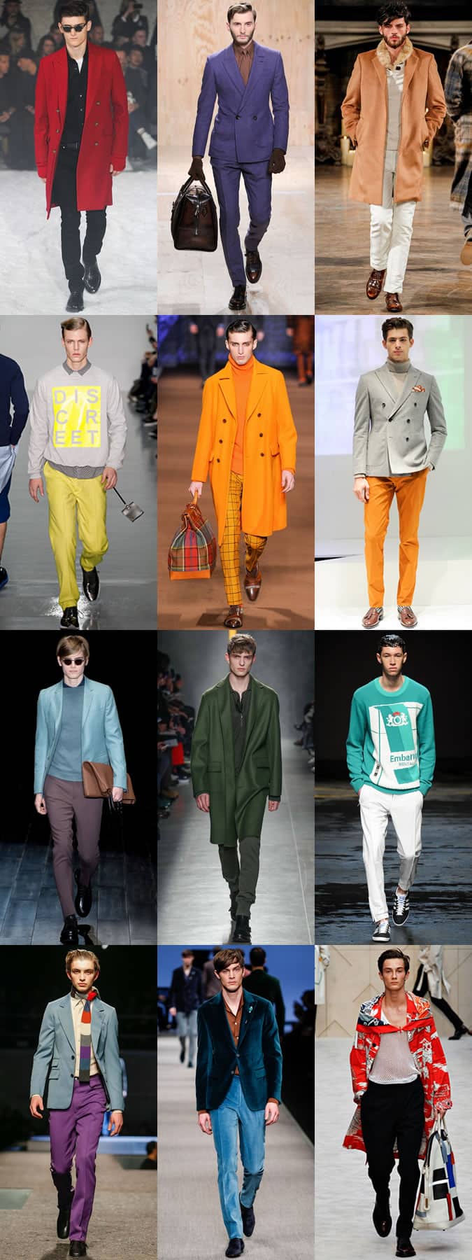 Men's Bold Coloured Pieces On AW14 Menswear Runways