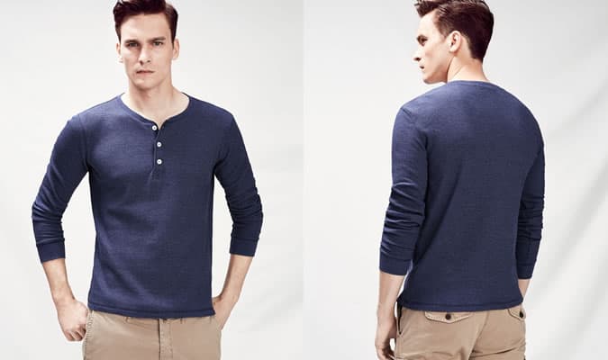 H.E. By Mango Textured Henley T-Shirt