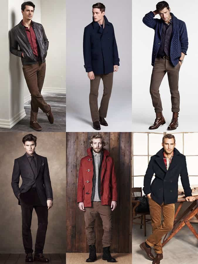 Men's Brown Corduroy Trousers Outfit Inspiration Lookbook