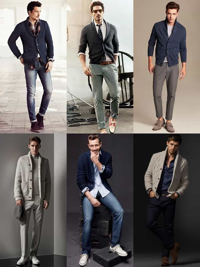 Men's Shawl Neck Cardigans Outfit Inspiration Lookbook