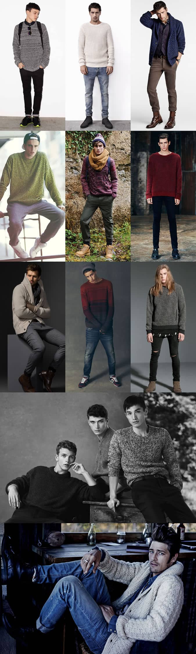 Men's Oversized and Chunky Knitwear (Jumpers, Roll Necks, Cardigans) Outfit Inspiration Lookbook