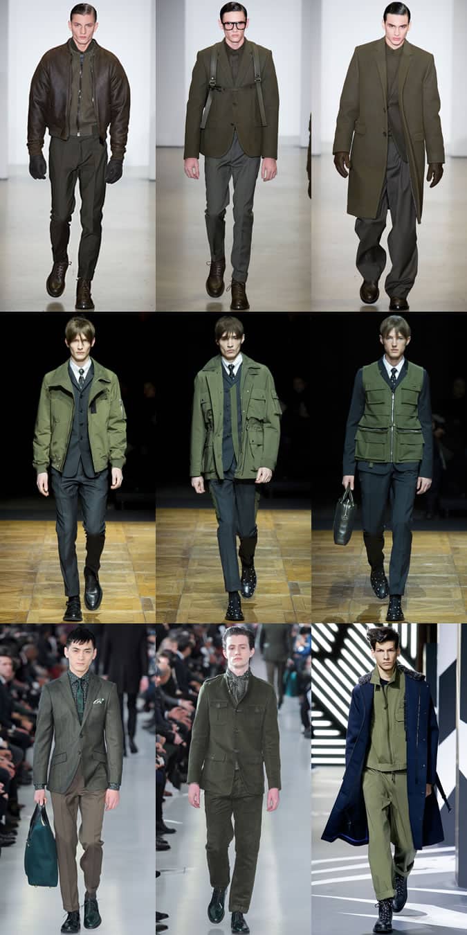 Khaki and Olive Green On The AW14 Menswear Runways