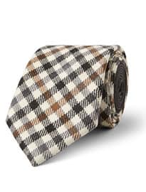 ETRO GINGHAM WOOL AND SILK-BLEND TIE
