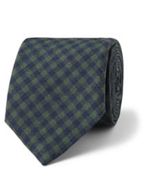 DRAKE'S GINGHAM CHECK WOOL AND SILK-BLEND TIE