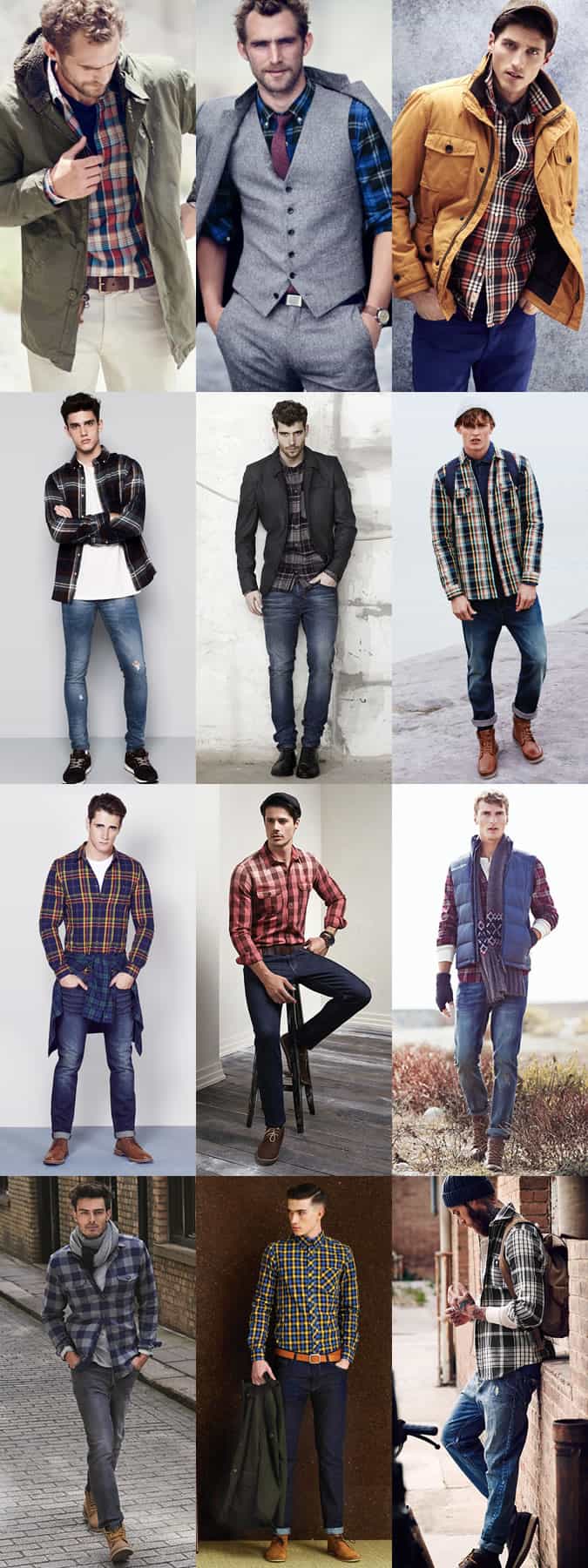 Men's Check and Tartan Shirts Outfit Inspiration Lookbook