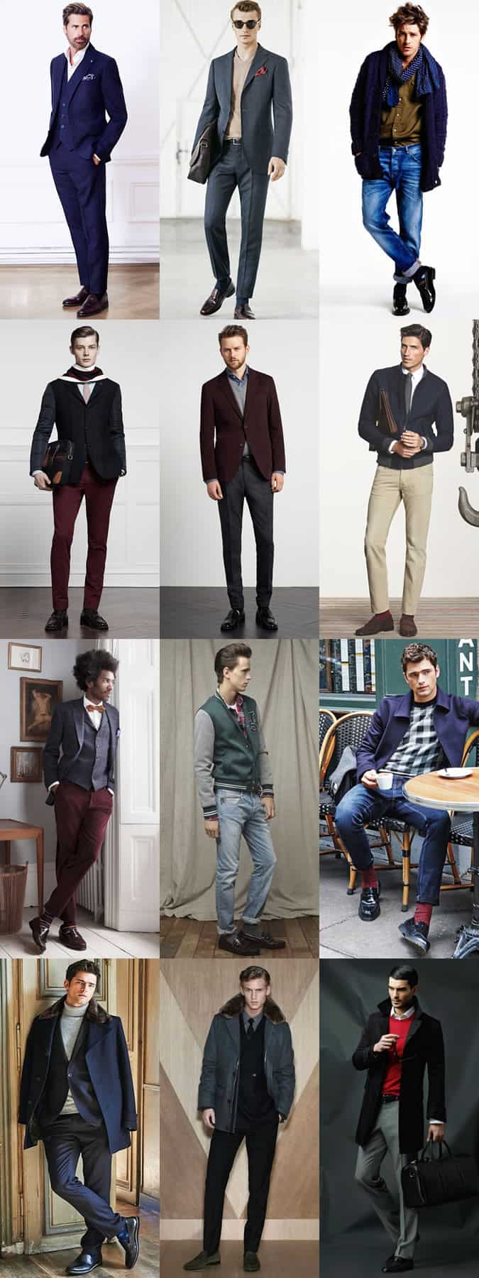 Men's Leather Penny Loafers Autumn/Winter Outfit Inspiration Lookbook