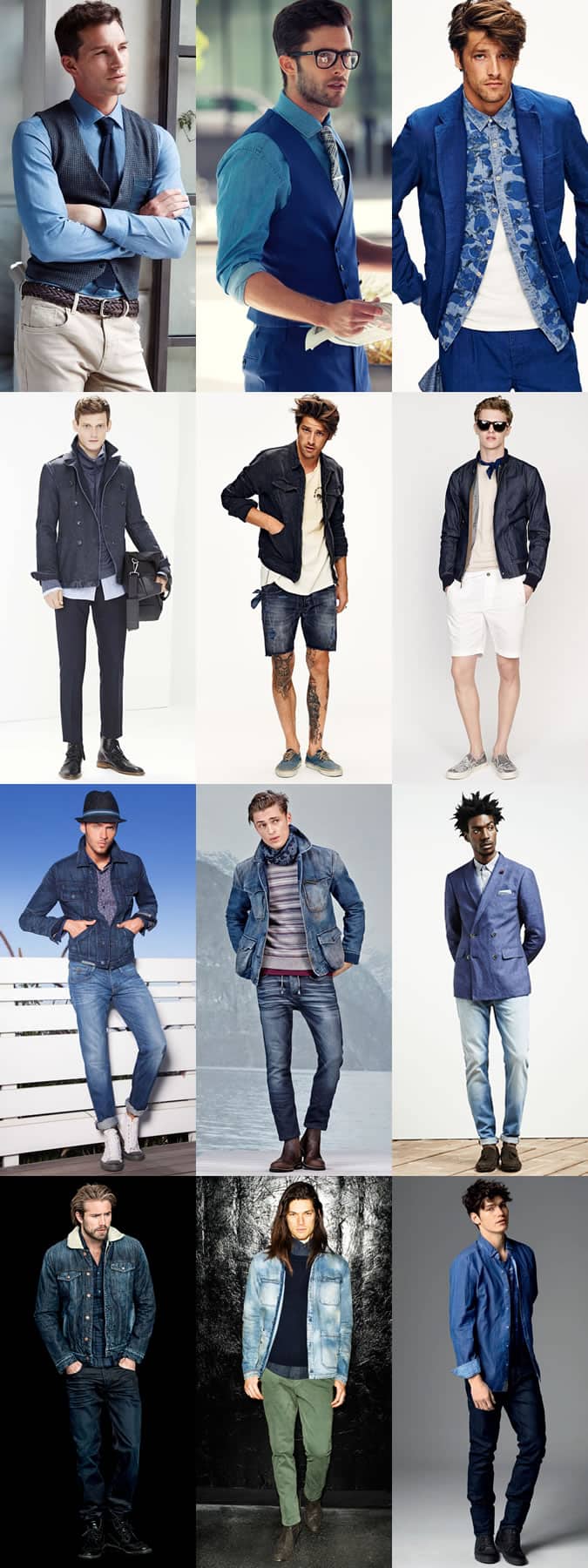 Men's Denim Jeans, Shirts, Blazers, Coats, Bomber Jackets Outfit Inspiration Lookbook