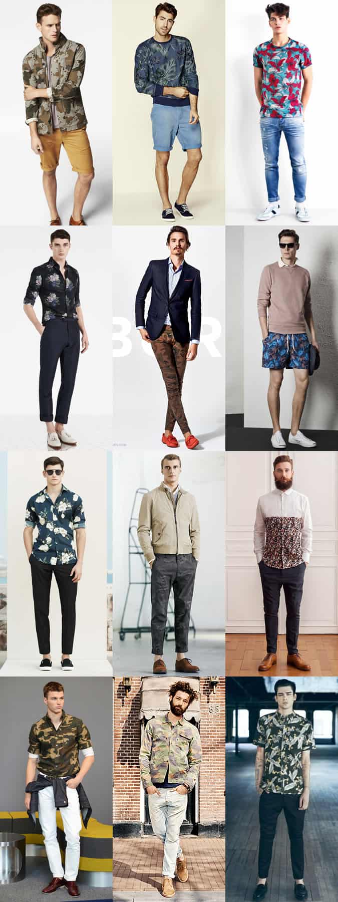 Men's Floral and Camo Print Outfit Inspiration Lookbook