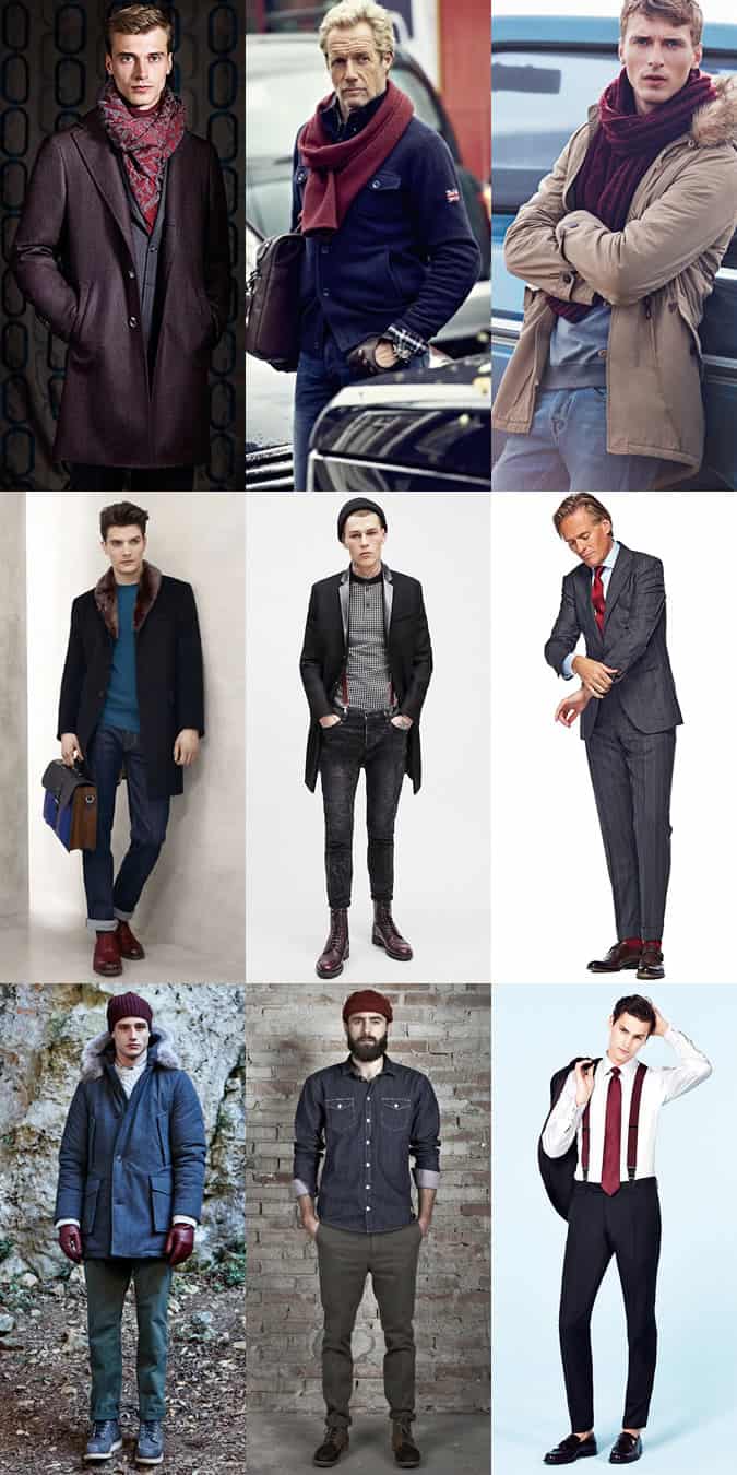 Men's Burgundy Accessories and Footwear/Shoes - Autumn/Winter Outfit Inspiration Lookbook