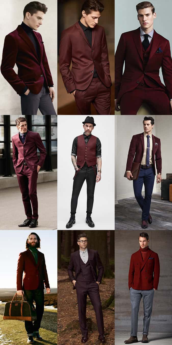 Men's Burgundy Tailoring and Suits - Autumn/Winter Outfit Inspiration Lookbook