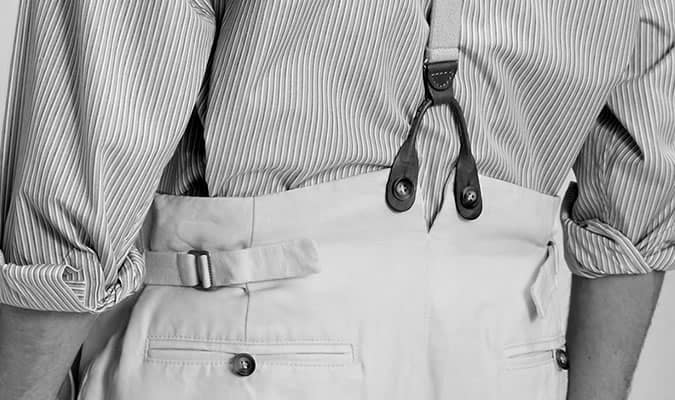 Men's Fishtail Cut Suit Trousers With Braces