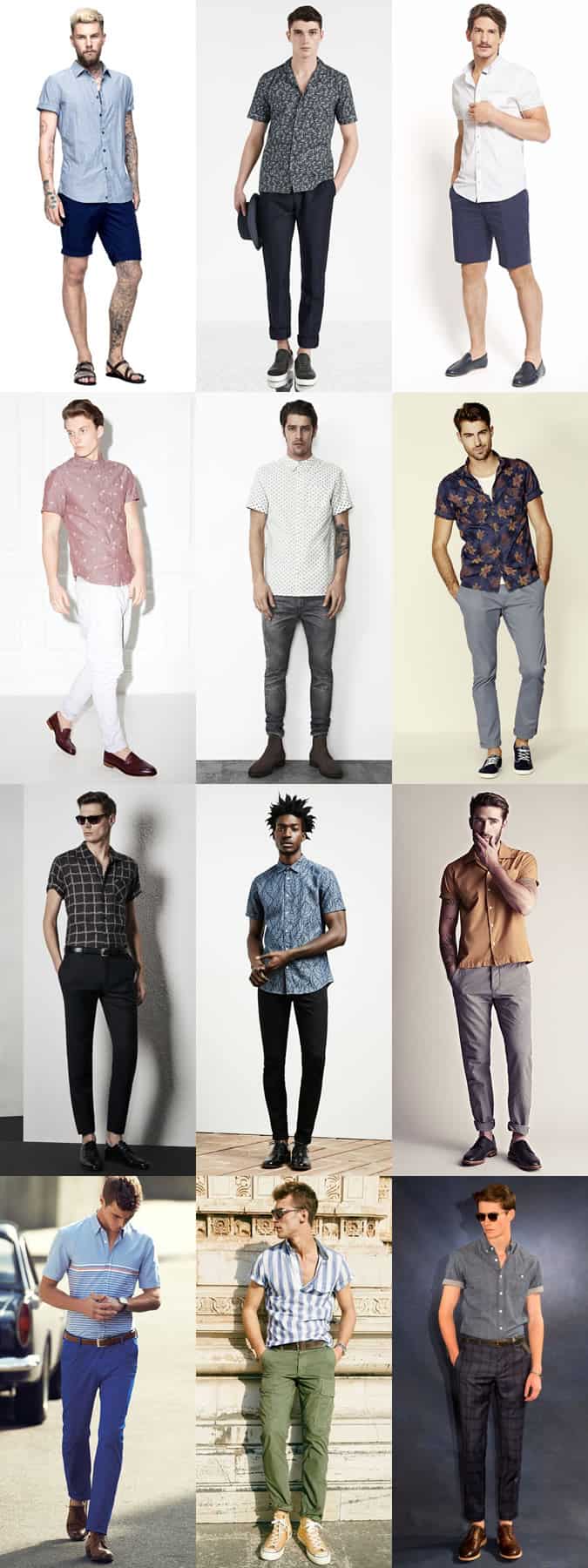 Men's Short-Sleeved Shirts Outfit Inspiration Lookbook