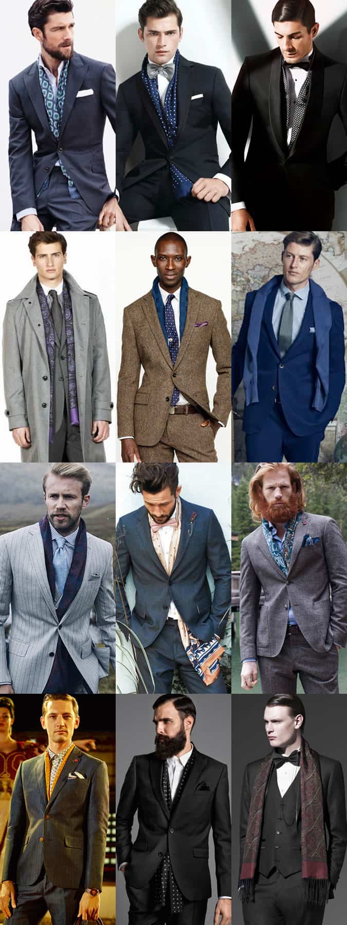 Men's Silk Scarves Formal Outfit Inspiration Lookbook