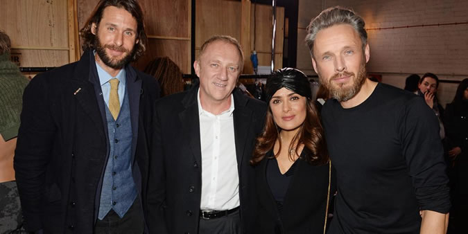 David de Rothschild, Francois-Henri Pinault, Salma Hayek and Alasdhair Willis at the Hunter Original AW15 Show