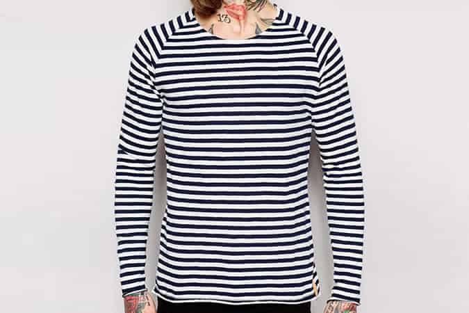 Nudie Long Sleeve Top Otto Raglan Solid Stripe