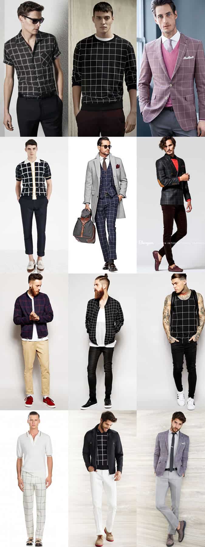 Men's Windowpane Check Spring/Summer Outfit Inspiration Loookbook