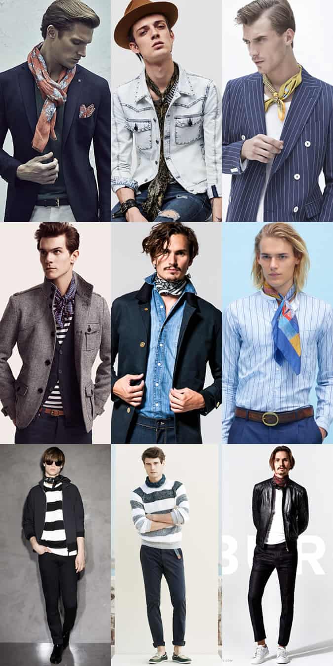 Men's Lightweight Scarves and Neckerchiefs Outfit Inspiration Lookbook
